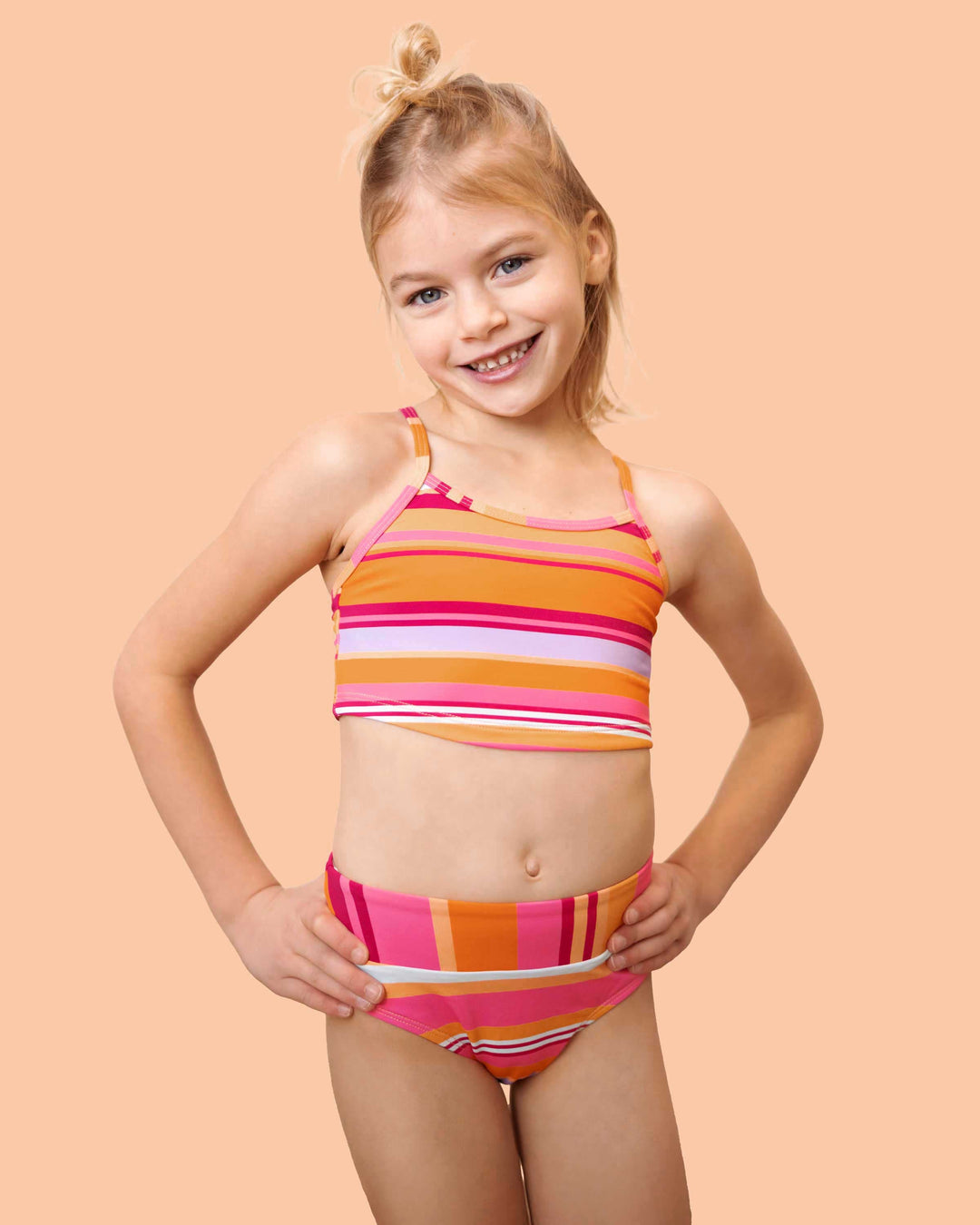 Girls Sunset Stripe Scoop Neck Crop Set