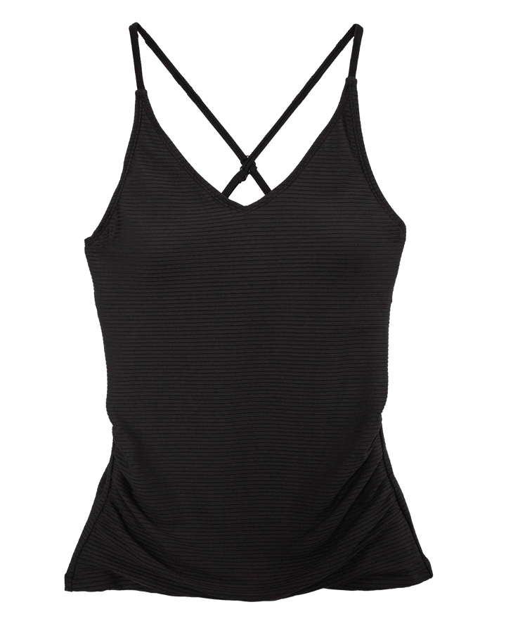 Flat Rib Black V-Neck Tankini