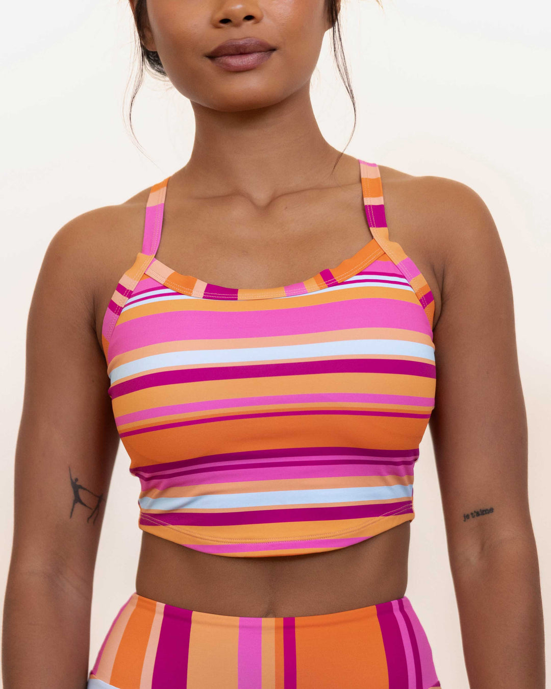 Sunset Stripe Scoop Neck Crop