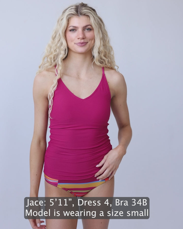 Flat Rib Berry V-Neck Tankini