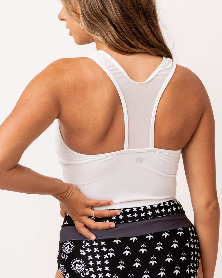 White Mesh Racerback Crop